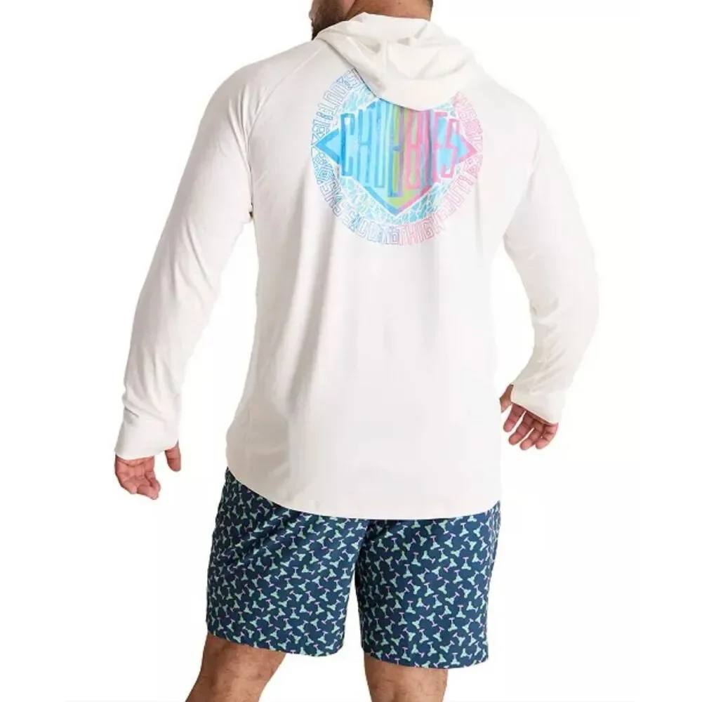 Chubbies Reflector Print Long-Sleeve Hooded Sun T-Shirt Pure White Small